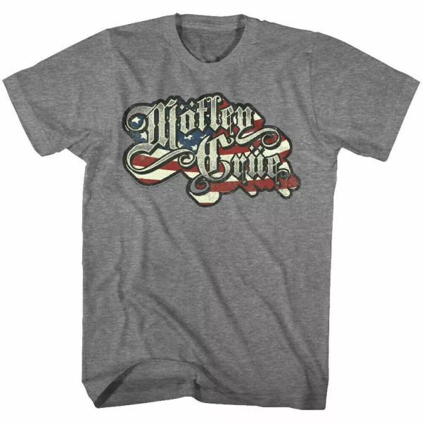 

motley crue crue flag t shirt mens licensed rock n roll retro tee new sport grey, White;black