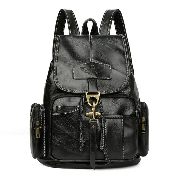 

backpack sps retro waterproof anti-theft embossing pleated vintage commute rucksack