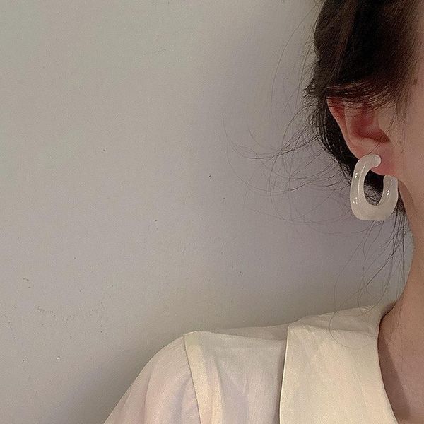 

hoop & huggie korean fashion creative vintage resin irregular earrings for women statement geometric simple jewelry acrylic, Golden;silver
