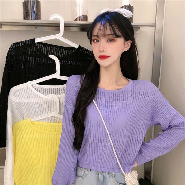 

women's sweaters sweatersautumn and winter korean round neck purple pullover long sleeve t-shirt chic loose sweater versatile stbj, White;black