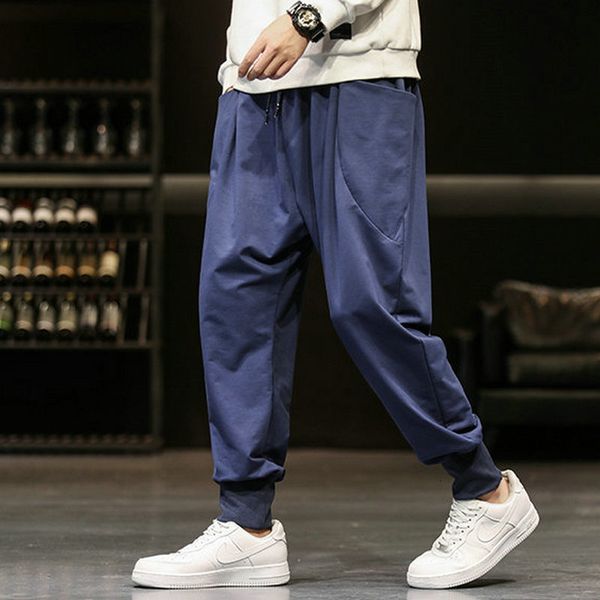 

pant hip hop cargo men joggers mens streetwear military pants fashion male elastic waist pant trousers, Black