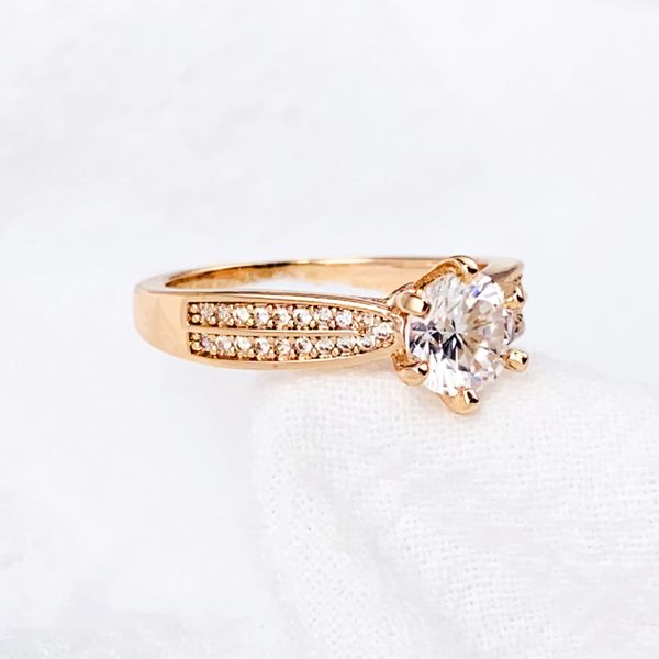 

classic forever love with side stones rings woman prong setting zircon rose gold ring for women charm promise of marriage engagement bridal, Silver