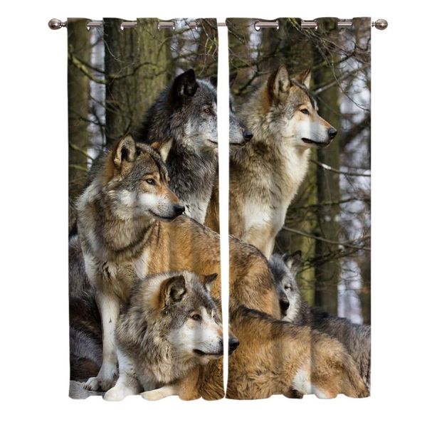 

curtain & drapes wolf forest animal curtains for room window kids bedroom living treatment