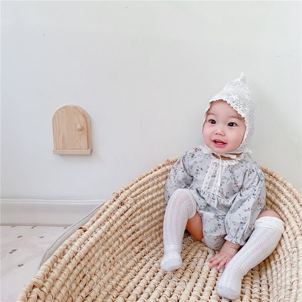 

spring infants and baby lace floral girl romper climbing clothes cute 210515, Blue