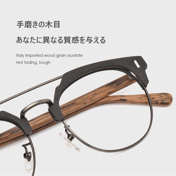 

fashion sunglasses frames japanese brand acetate glasses frame man women wood grain myopia computer eyeglasses 2021 eyewear prescription spe, Black