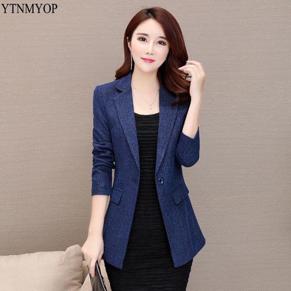 

women's suits & blazers ytnmyop 2021 slim fashion spring blazer female office lady long suit coat outerwear one button business notched, White;black