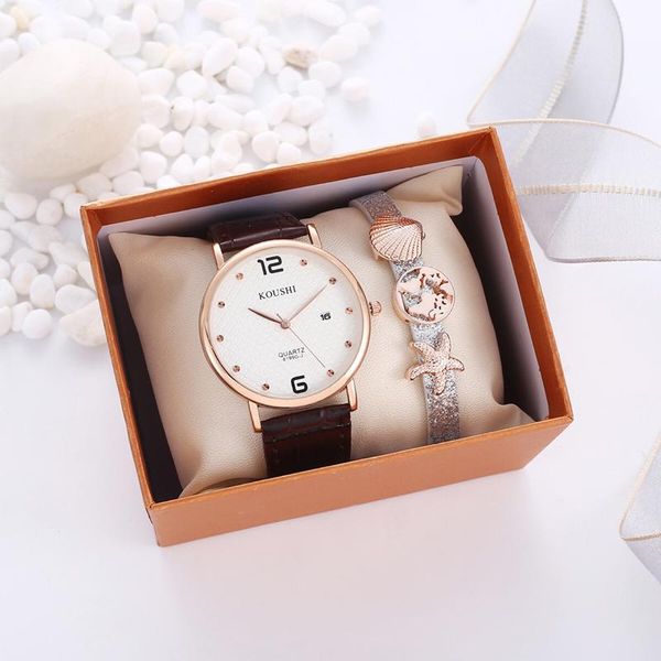 

wristwatches women learther belt simple bisiness watch fashion ladies quartz bracelet set with box for womens gifts relogio feminino, Slivery;brown