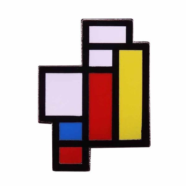 

pins, brooches mondrian art brooch geometric abstract painting badge, Gray