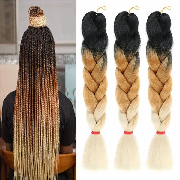 

human ponytails clong jumbo braids hair kanekalon pre stretched for afro ombre extension bug color wholesale synthetic fake, Black