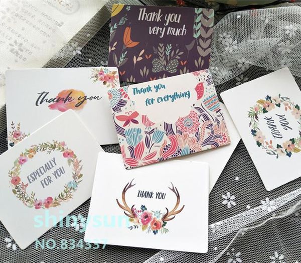 

greeting cards 50pcs/lot mix colors flower garland card "thank you" small gift message writable 6x8cm decoration