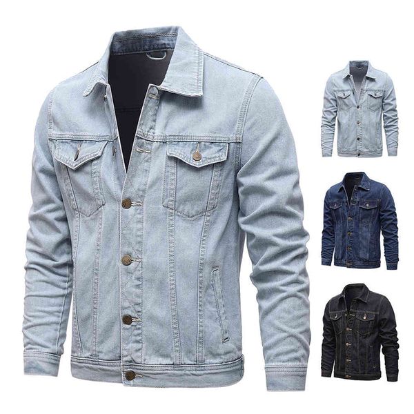 

men's jackets male classic cotton denim trucker jacket solid color seza, Black;brown