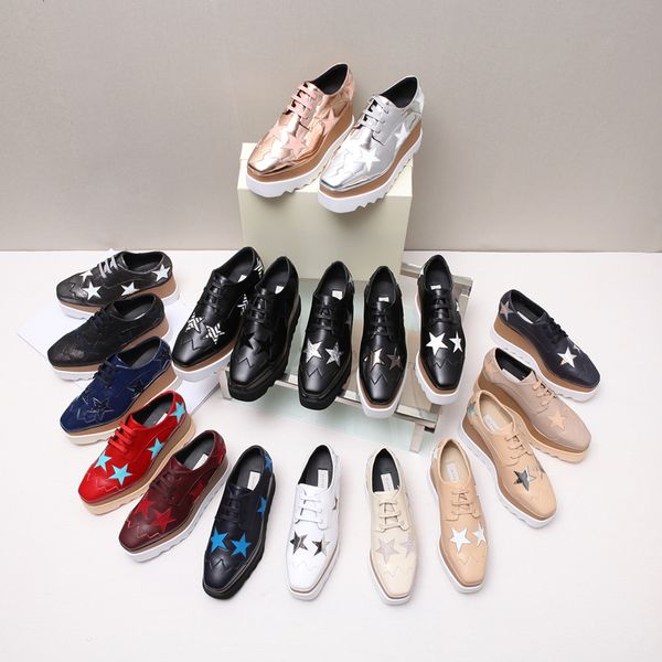 

women luxurys boots thick bottom fashion elyse star designer shoes britt wedge lace-up flat high heel stella shoe 33-41 with box, Black