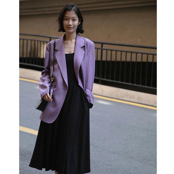 

women's suits & blazers purple sunscreen chiffon suit coat thin 2021 casual small silhouette summer, White;black