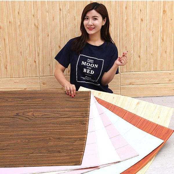 

wallpapers diy wood grain 3d wall sticker living room home decor pe foam waterproof covering wallpaper for tv background stickers
