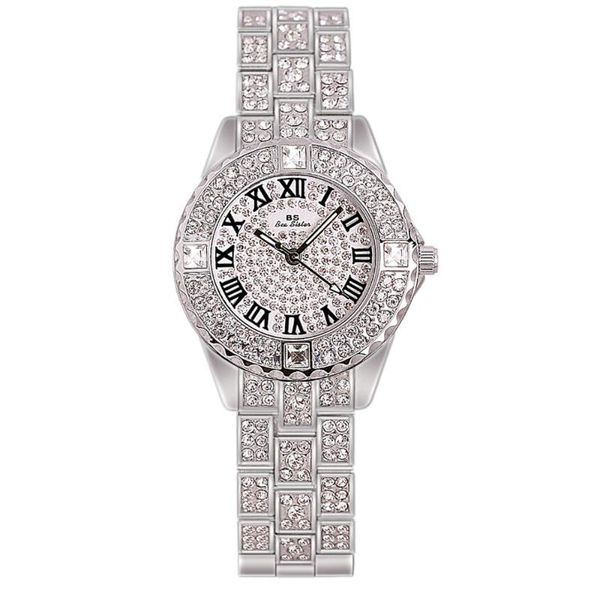 

bs fashion ladies quartz watch luxury rhinestone dial casual gold korean bracelet wristwatch relogio feminino 2021 wristwatches, Slivery;brown