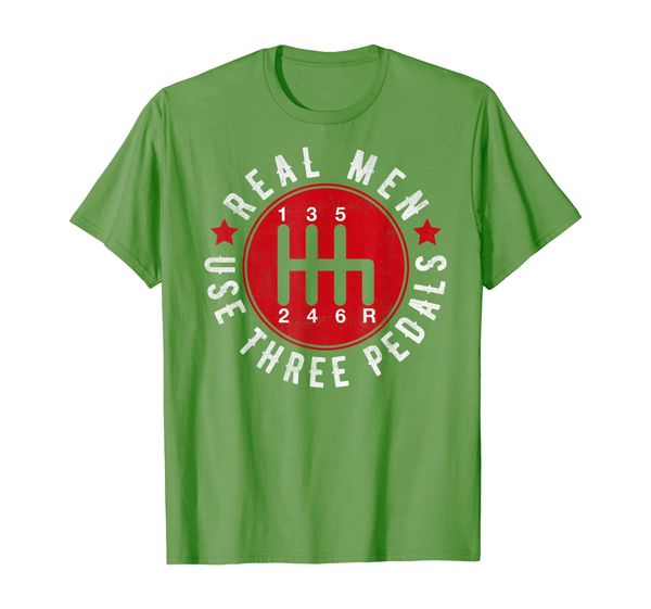 

real men use three pedals six speed t-shirt, White;black