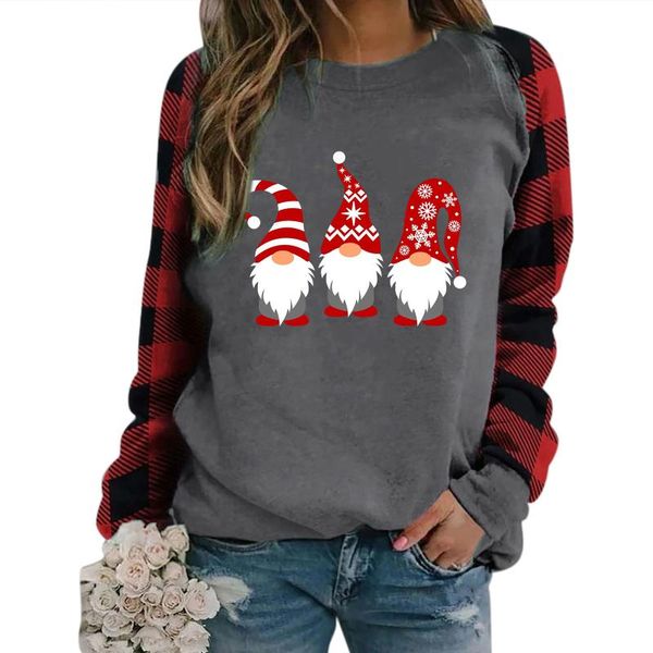 

women's hoodies & sweatshirts women christmas plaid printing casual pullover fashion comfortable long sleeve sudaderas con capucha, Black