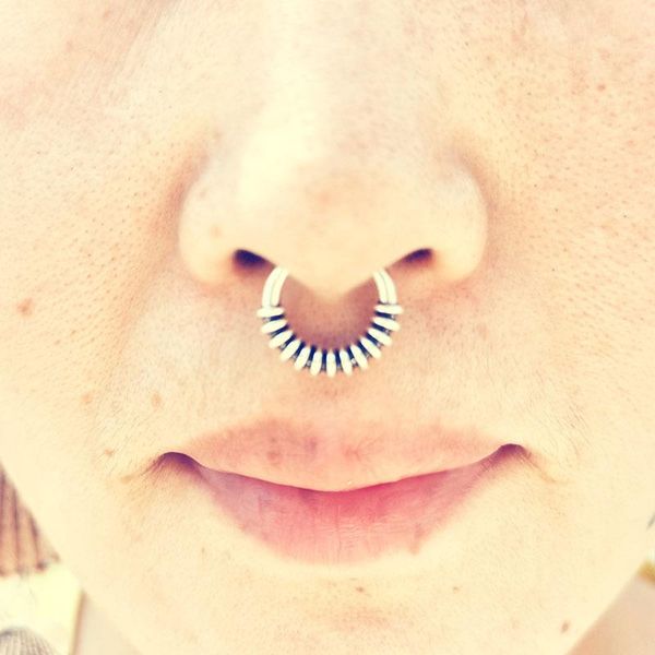 

hoop & huggie goth fake piercing earrings nose ring for women men cartilage vintage gothic ear cuff punk accessories jewelry vge152, Golden;silver