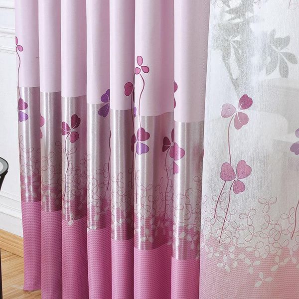 

curtain & drapes curtains for living room bedroom korean simple double-sided printing clover high shading black silk pastoral american