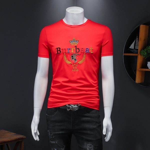 

fashion t shirts 2021 summer men's round neck short sleeve mercerized cotton casual embroidery, White;black