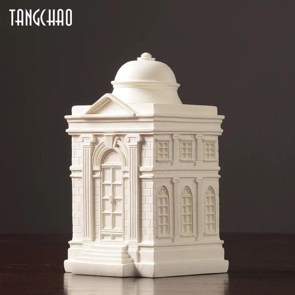 

decorative objects & figurines home decor castle statue sculpture resin for interior living room office desk decoration