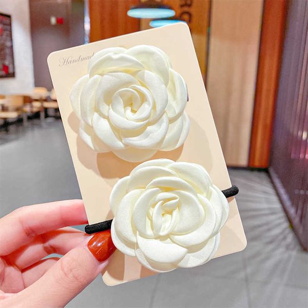 

xiaoxiang fengtoushi camellia hairpin satin girl flower headband, Slivery;white