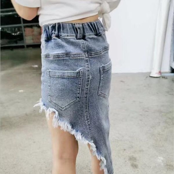

korean style denim summer autumn fashion girls skirt 3-8t f452 210331, Blue