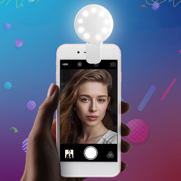 

flash heads mini live stream beauty self-timer fill light mobile phone led external usb charging portable night enhanced handset ring lamp