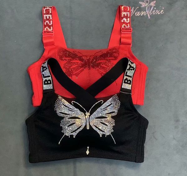 

9793 big red diamond decorations wide shoulder strap adjustable breast holding side adjustable push up wrapped chest underwear womens bra, Red;black