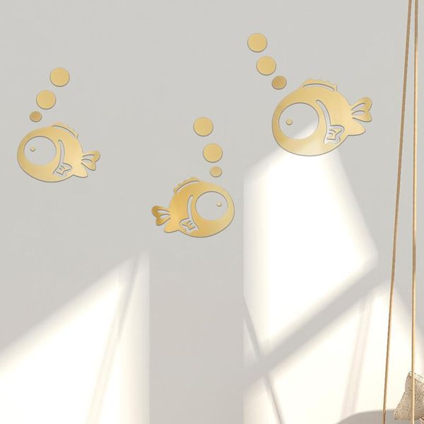 

wall stickers 44pcs mirror sticker decal small fish bubble 3d art party wedding home decorations acrylic