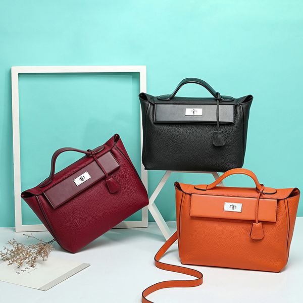 

autumn and winter new kylie bag with litchi grain head and cow leather lock