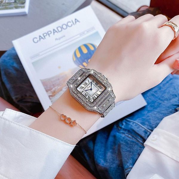 

wristwatches luxury design women bracelet big watches fashion square ladies dress quartz waterproof sport wristwatch montre femme + box, Slivery;brown