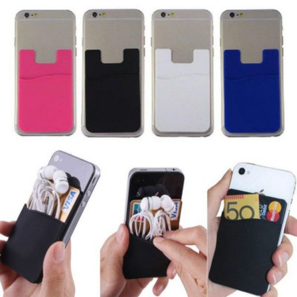 

party favor phone card holder silicone wallet case credit id cards holders pocket stick on 3m adhesive with opp bag rrd6669