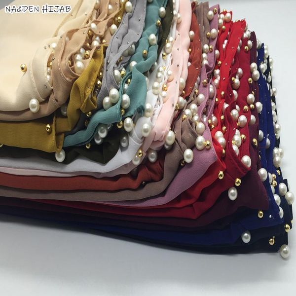 

scarves fashion solid colors chiffon beads scarf shawl women cotton pashmina bandana muslim echarpe wraps muffler, Blue;gray