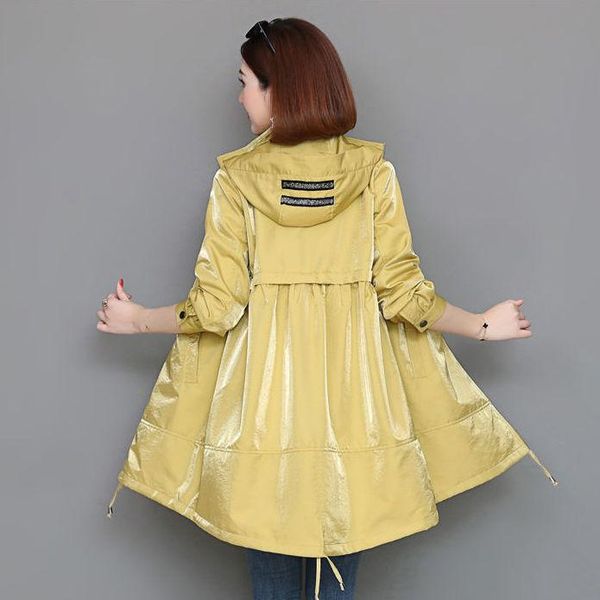 

women's trench coats womens jackets 2021 spring autumn windbreaker zipper long sleeve hooded windproof casual female costume outwear, Tan;black