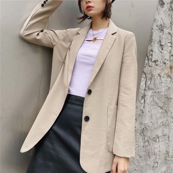 

chic long sleeve women blazer jacket single breasted pocket design office ladies casual streetwear female outwear 210430, White;black