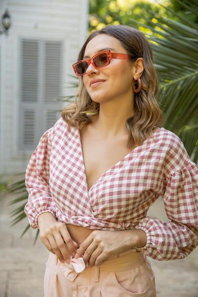 

women's blouses & shirts 2021 fashion summer plaid crop elegant women 's clothing casual outerwear street clothes, White