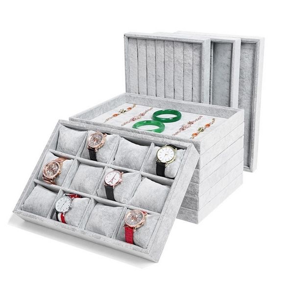 

velvet jewelry trays jewelry display holder bracelet ring earring jade pendan box case jewelry storage organizer y1214, Black;white