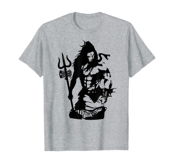 

lord shiva art angry trishul hinduism t-shirt, White;black