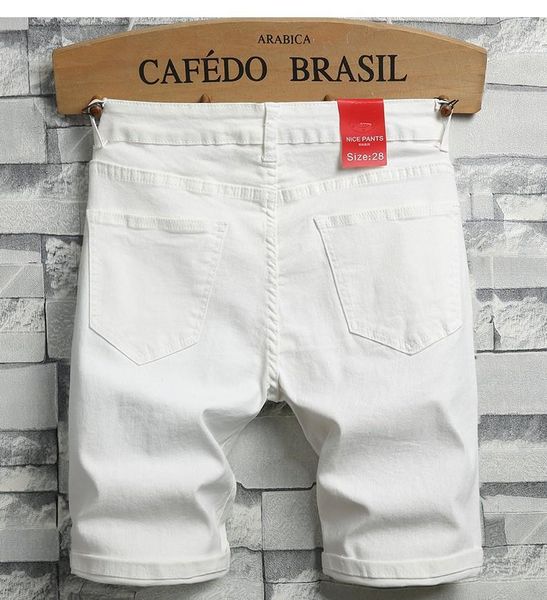 

ny white summer men stretch slim denim short jeans cotton shorts, Blue