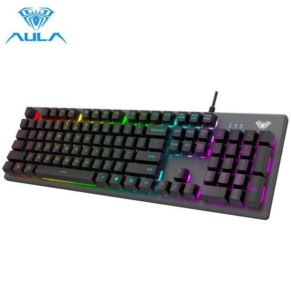 

gaming mechanical keyboard wired 26keys without punch cool magical lighting rgb metal borax panel abs floating keycap keyboards