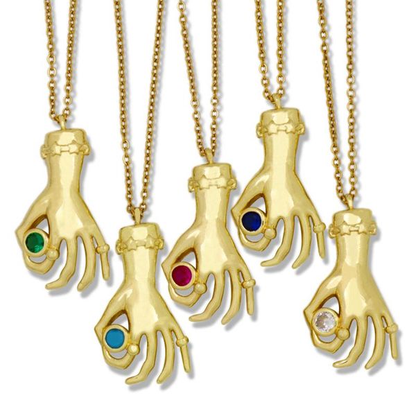 Anhänger Halsketten CZ Modeschmuck Geschenke für Frauen Bunte Zirkon Klassische Collier Main De Fatma Gold Fatima Hand Choker Halskette