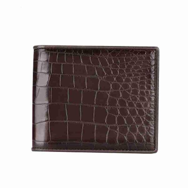 

real crocodile leather wallet for men luxury & classical style men's solid color male purse portefeuille homme wallets, Red;black