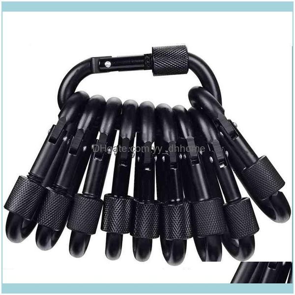 Anelli Jewelry10 Pcs Outdoor Fishing Gadget Lock Buckle D Ring Spring Snap Portachiavi Gancio Tappo a vite Viaggio Moschettone in alluminio Drop Delivery 2