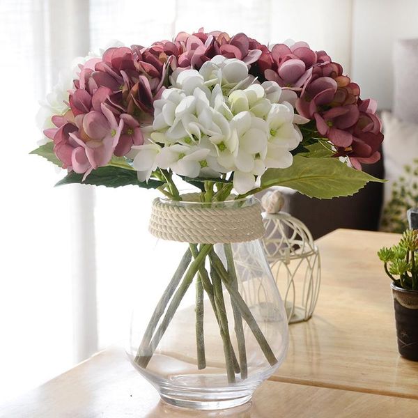 

1/3/5pc hydrangea artificial flower potted fake simulation diy bouquet wedding table home party decor ornaments decorative flowers & wreaths
