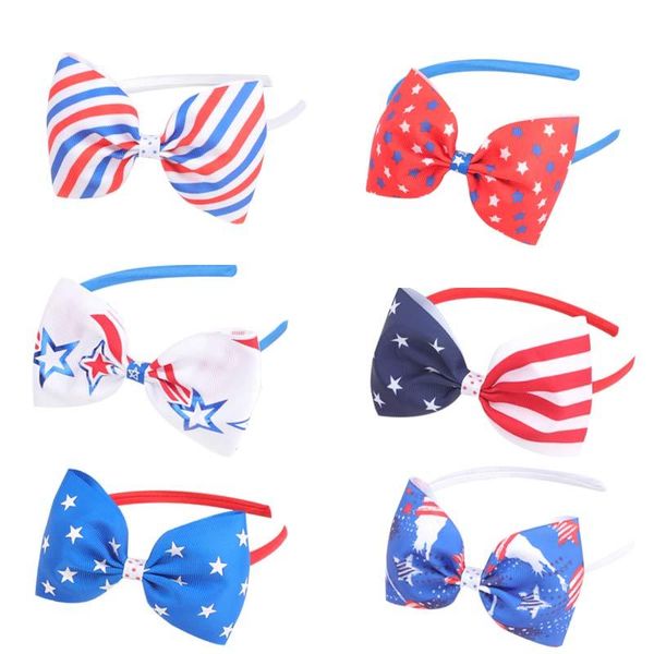 

bowknot hair bands for girls grosgrain ribbon printed red blue bow narrow headband kids accessories boutique headwear, Slivery;white