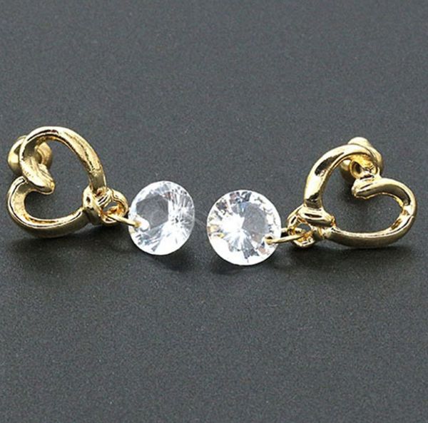 

love cut out zircon earrings with cute alloy pendant chandelier, Silver