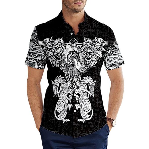 

men's casual shirts the most fashionable short sleeve shirt nordic tree life viking hawaiian is printed in 3d artificial, White;black
