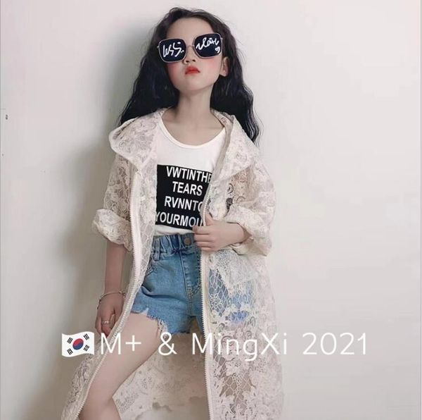 

korean style girls lace good quality summer coat 4-10t b90 jackets, Blue;gray