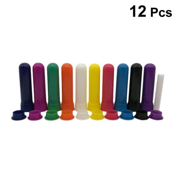 

storage bottles & jars 12 sets blank nasal inhaler tubes refillable empty nose container with cotton bar (mixed color)